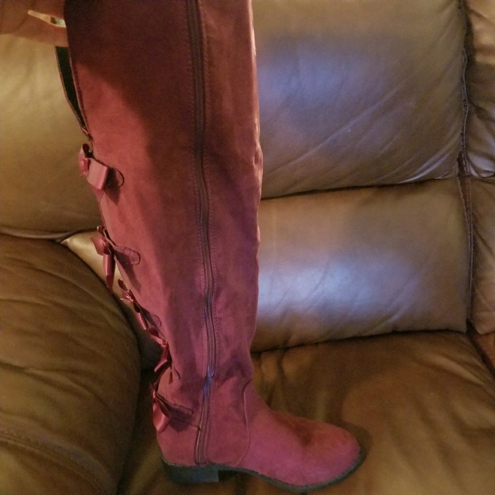 Maroon Knee High Boots